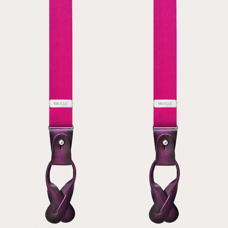 Bretelles étroites en soie fuchsia