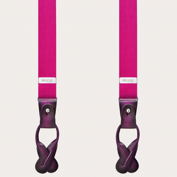 Bretelles étroites en soie fuchsia