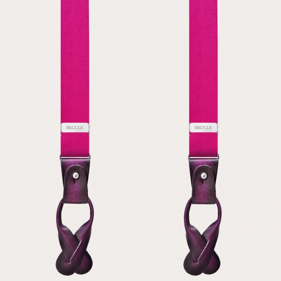 Narrow fuchsia silk suspenders