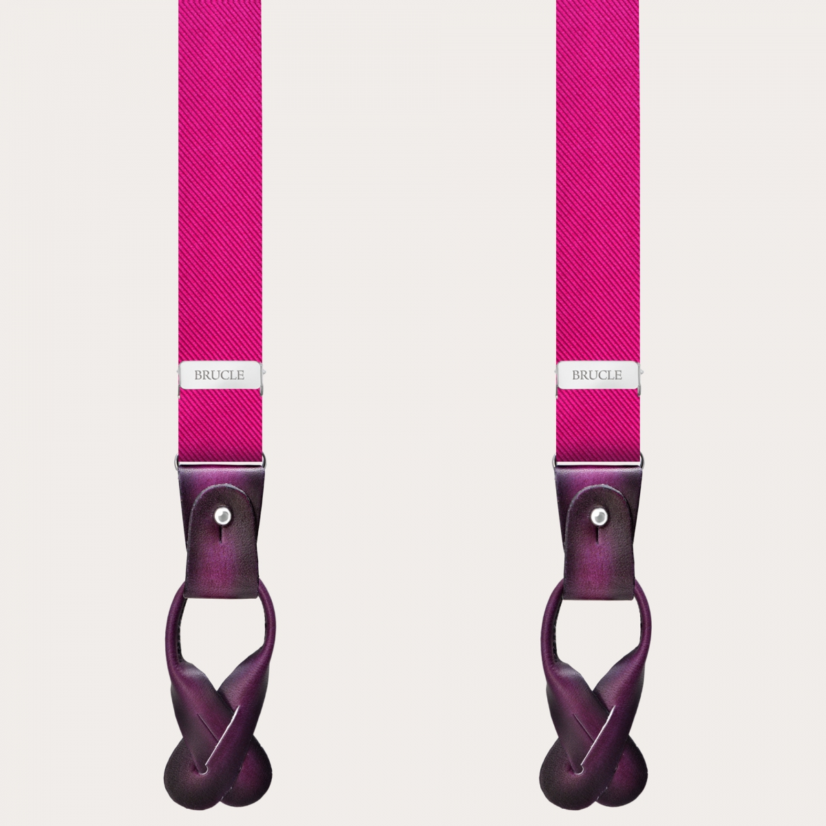 Narrow fuchsia silk suspenders