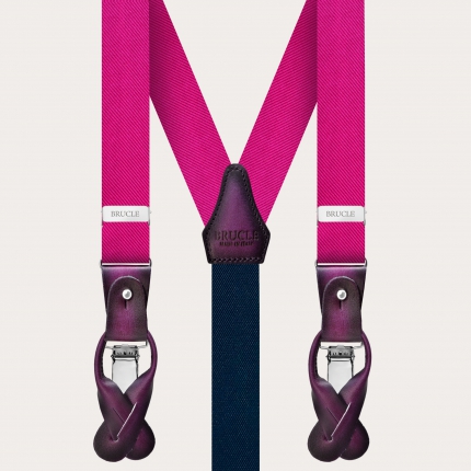 Narrow fuchsia silk suspenders