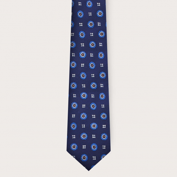 BRUCLE Blue floral silk tie