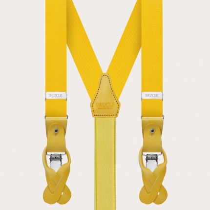 Narrow yellow silk suspenders
