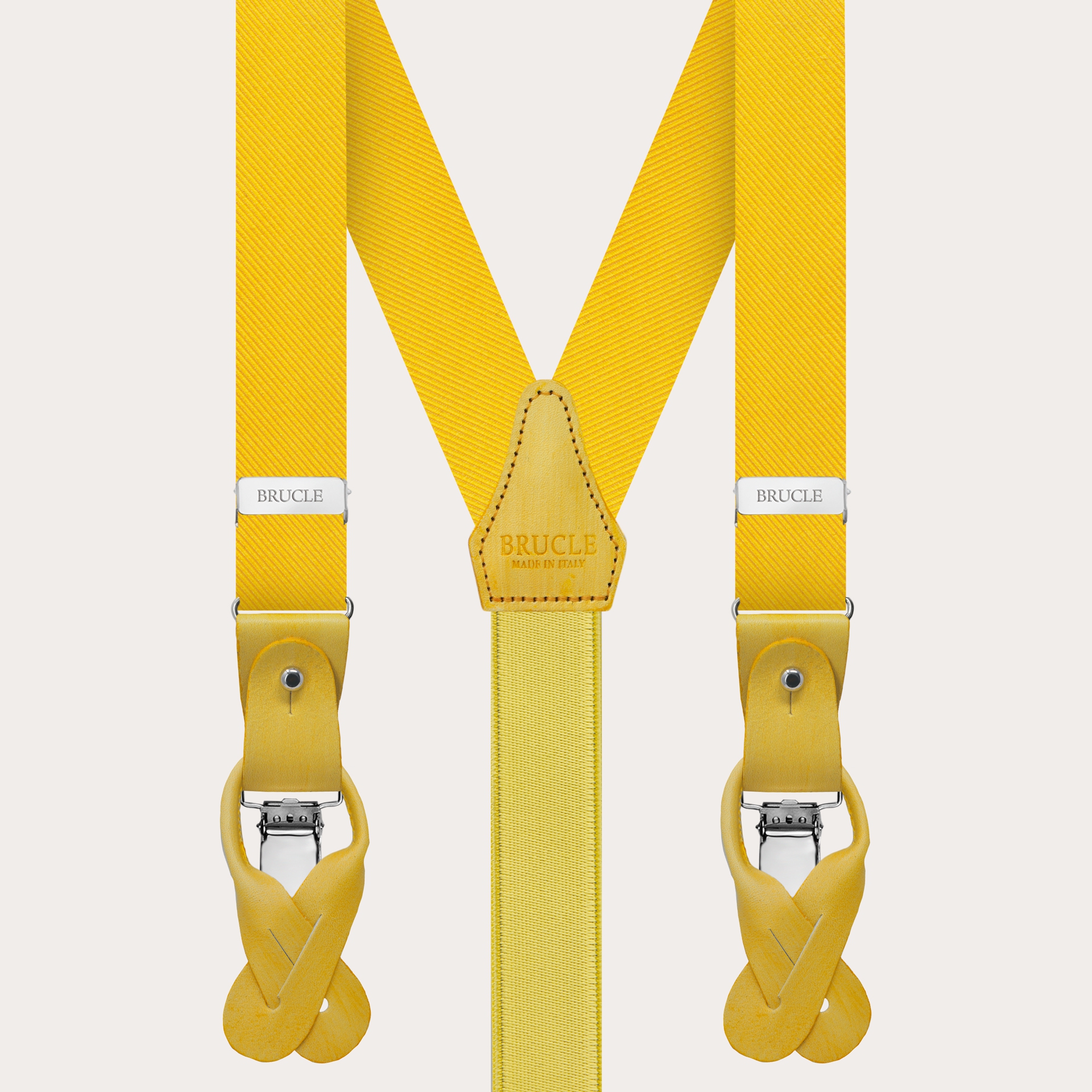 Narrow yellow silk suspenders