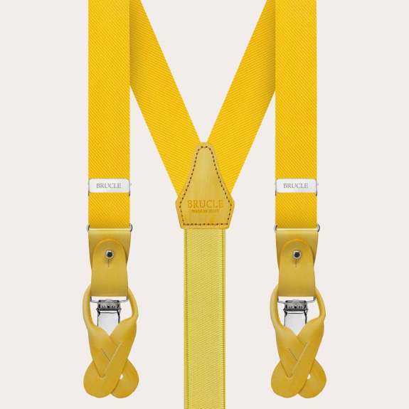 Schmale gelbe Seidenhosenträger