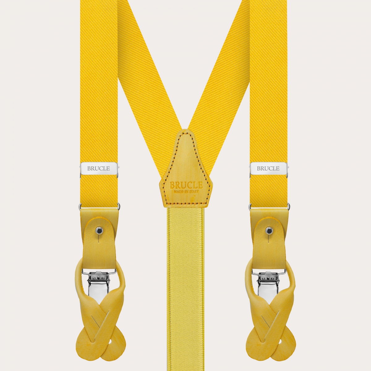 Narrow yellow silk suspenders