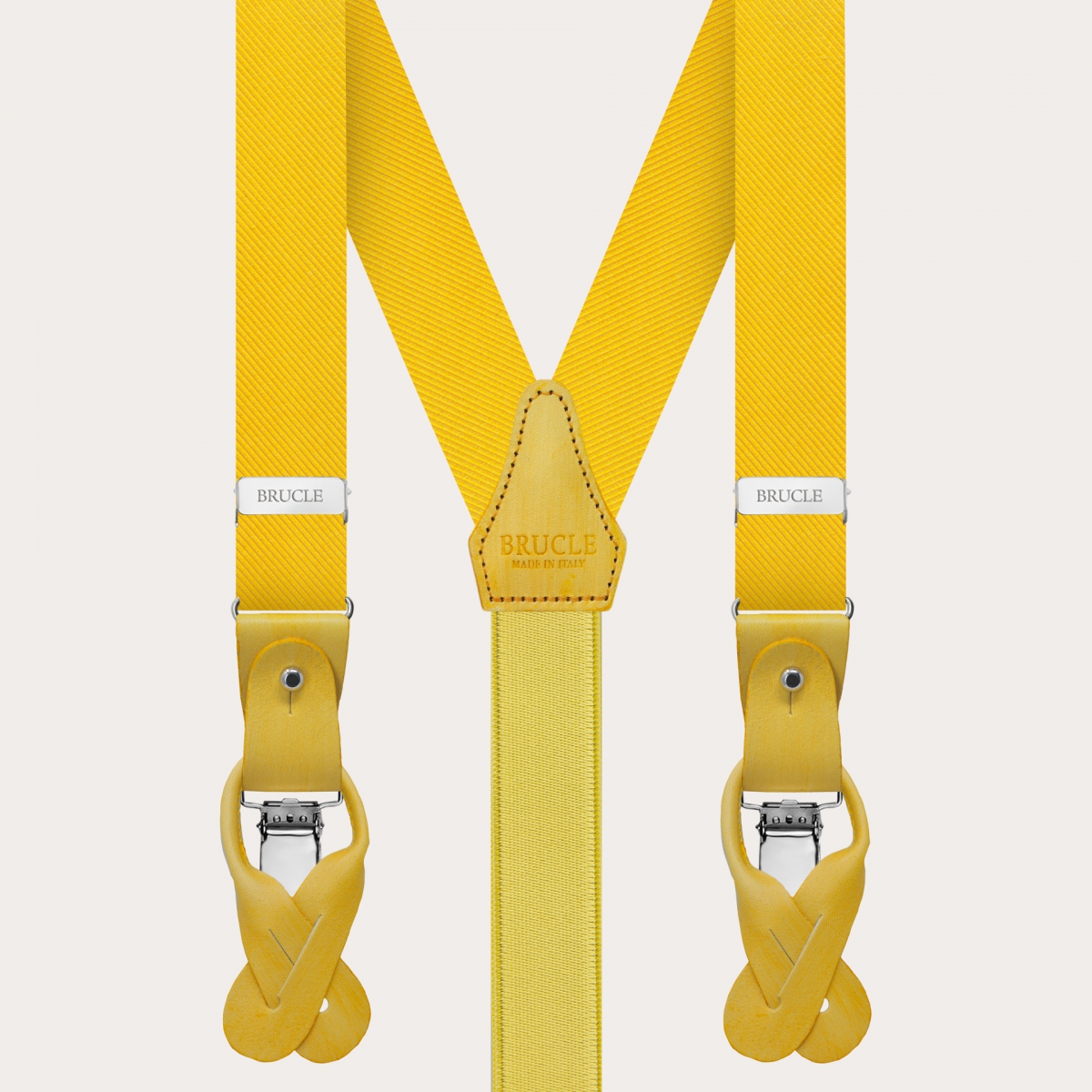 Narrow yellow silk suspenders