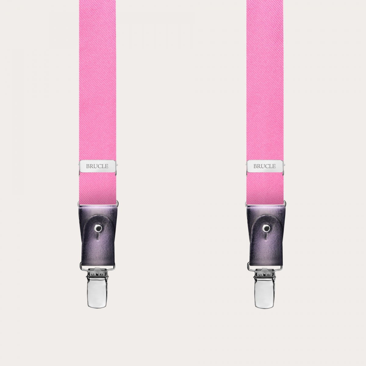 Narrow pink silk men's suspenders