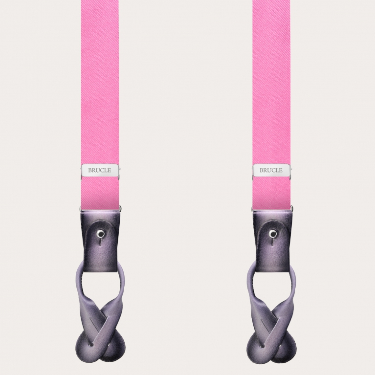 Bretelles fines pour hommes en soie rose