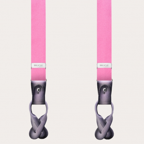 Narrow pink silk men's suspenders
