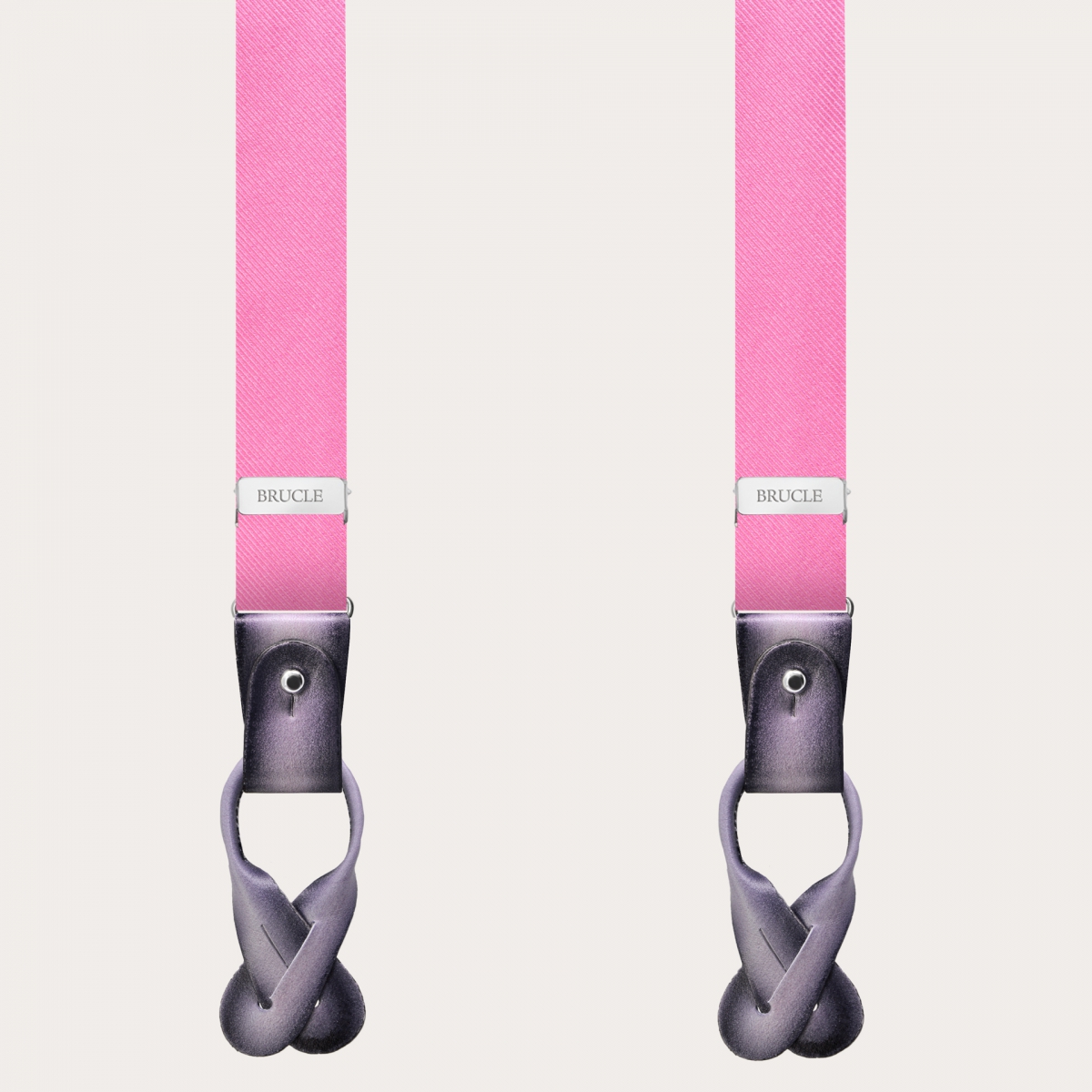 Bretelles fines pour hommes en soie rose