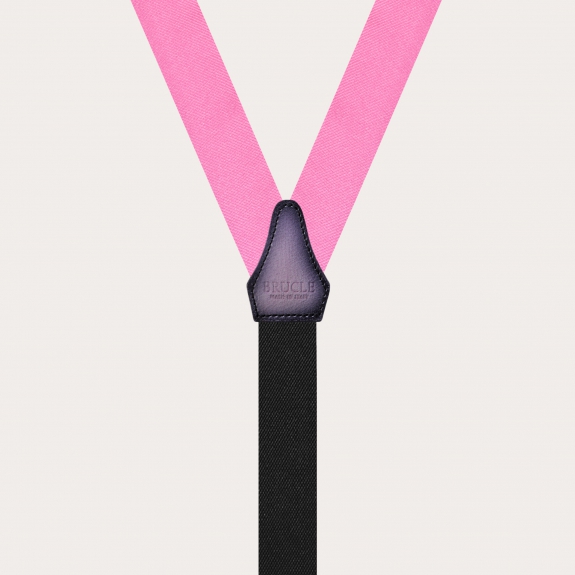 Narrow pink silk men's suspenders