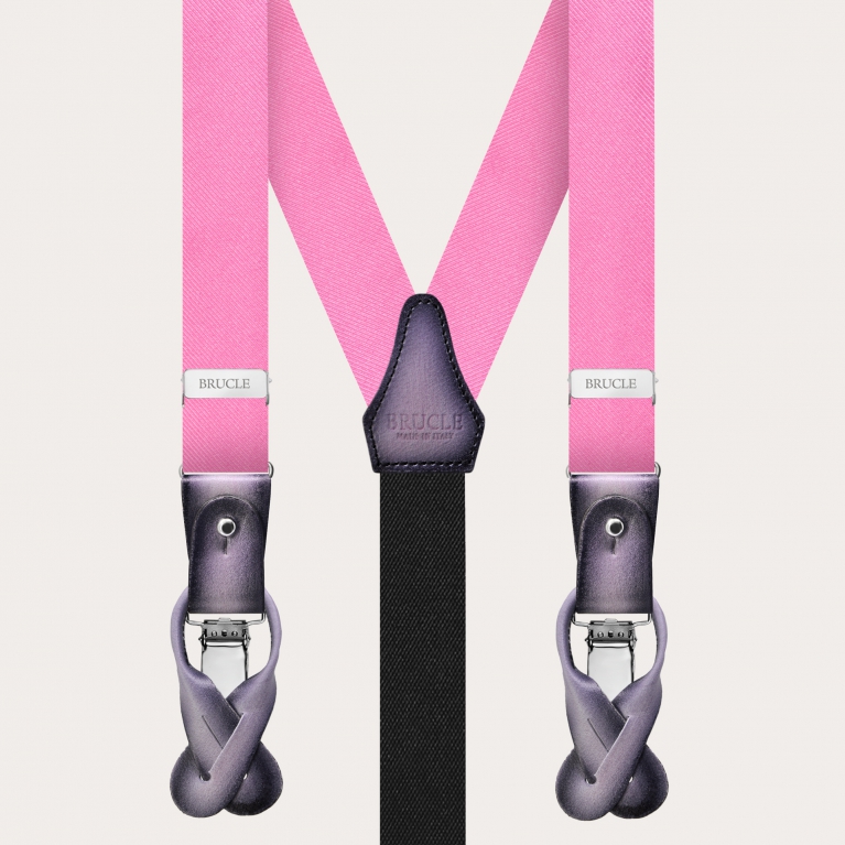 Bretelle strette rosa in seta