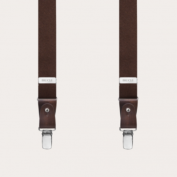 Brown silk men's suspenders