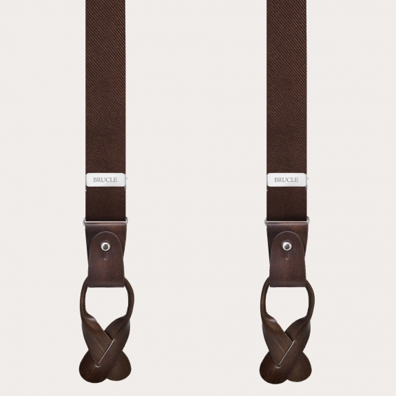 Brown silk men's suspenders