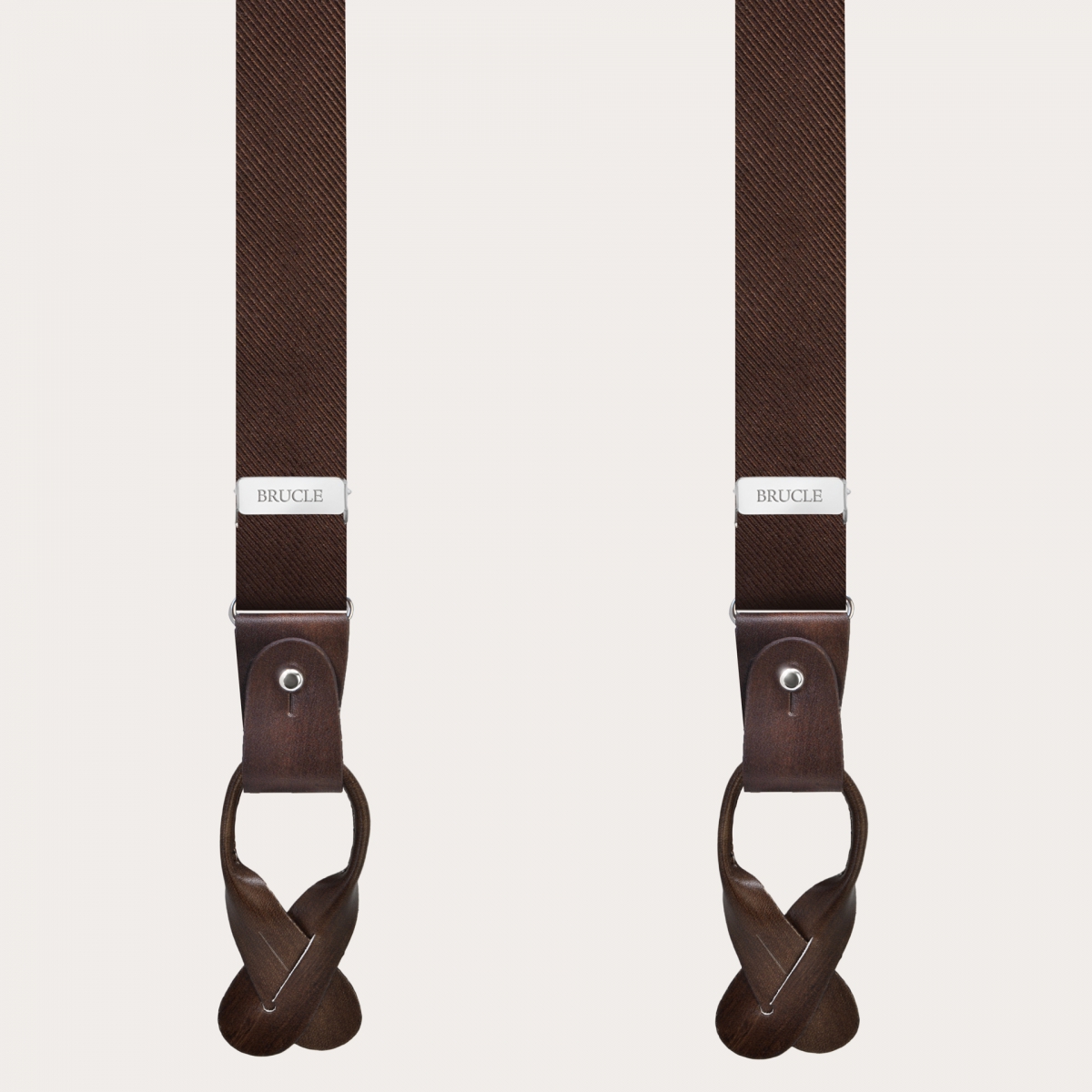 Brown silk men's suspenders