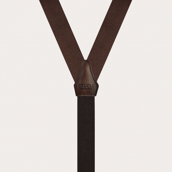 Brown silk men's suspenders