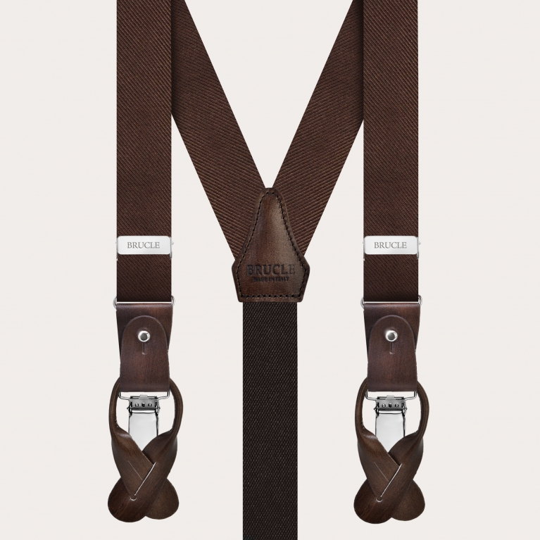 Brown silk men's suspenders