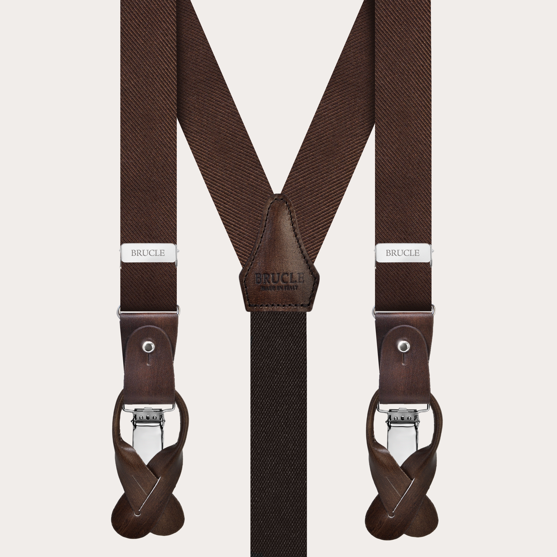 Brown silk men's suspenders