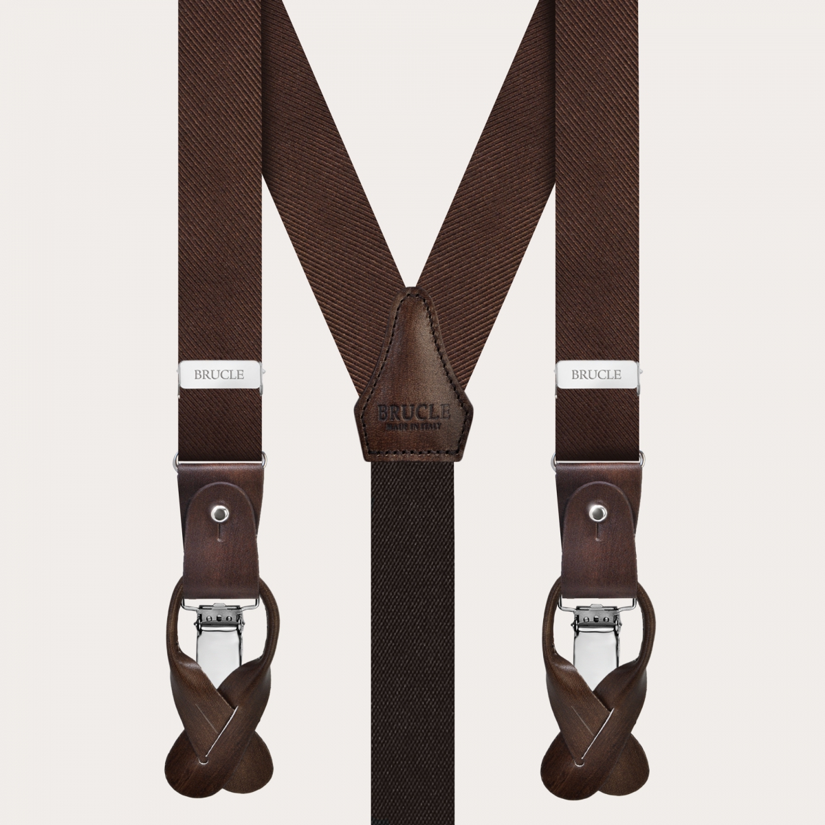 Brown silk men's suspenders
