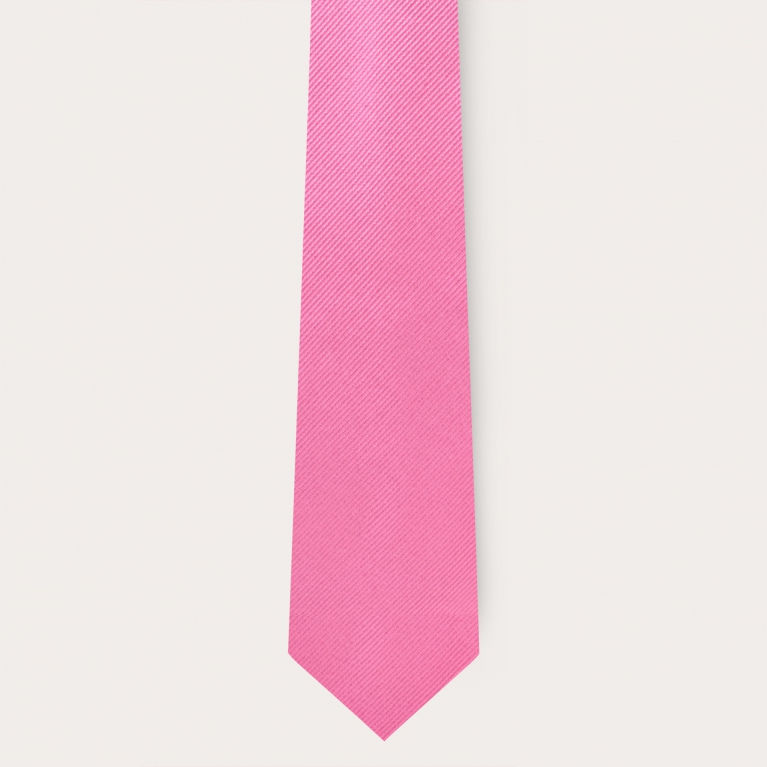 Bretelle e cravatta rosa in seta, set coordinato