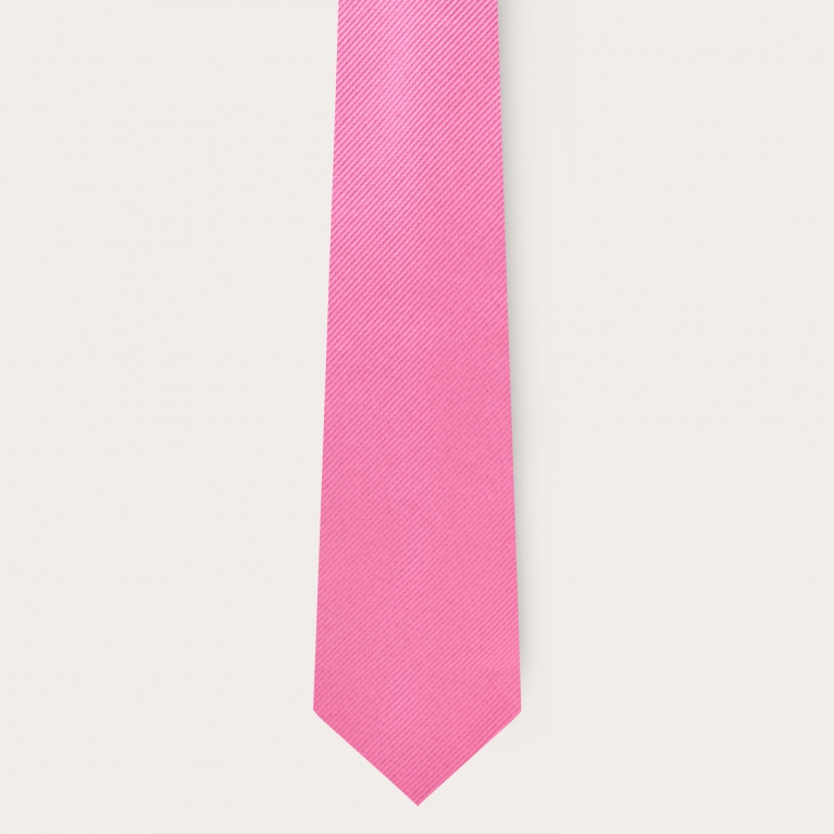 Conjunto coordinado de corbata y tirantes en seda rosa