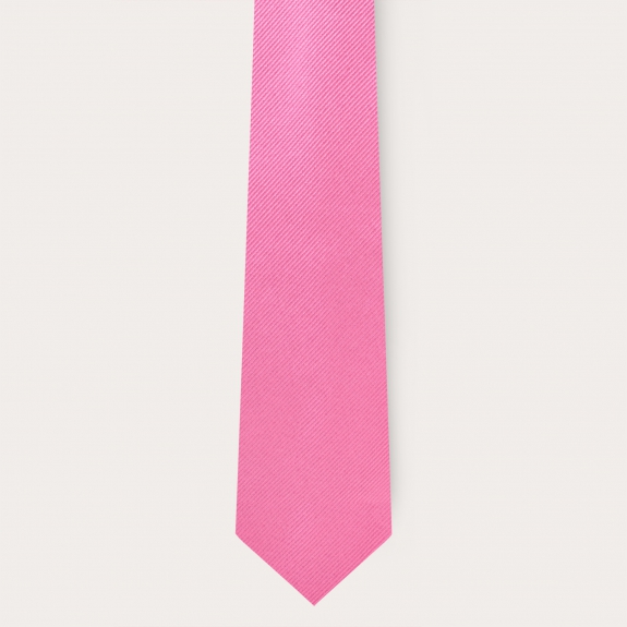 Conjunto coordinado de corbata y tirantes en seda rosa