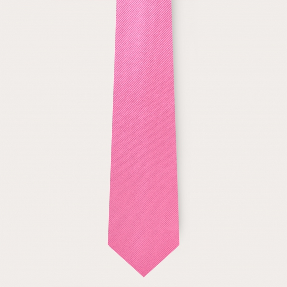 Coordinated set of suspenders and necktie in pink silk