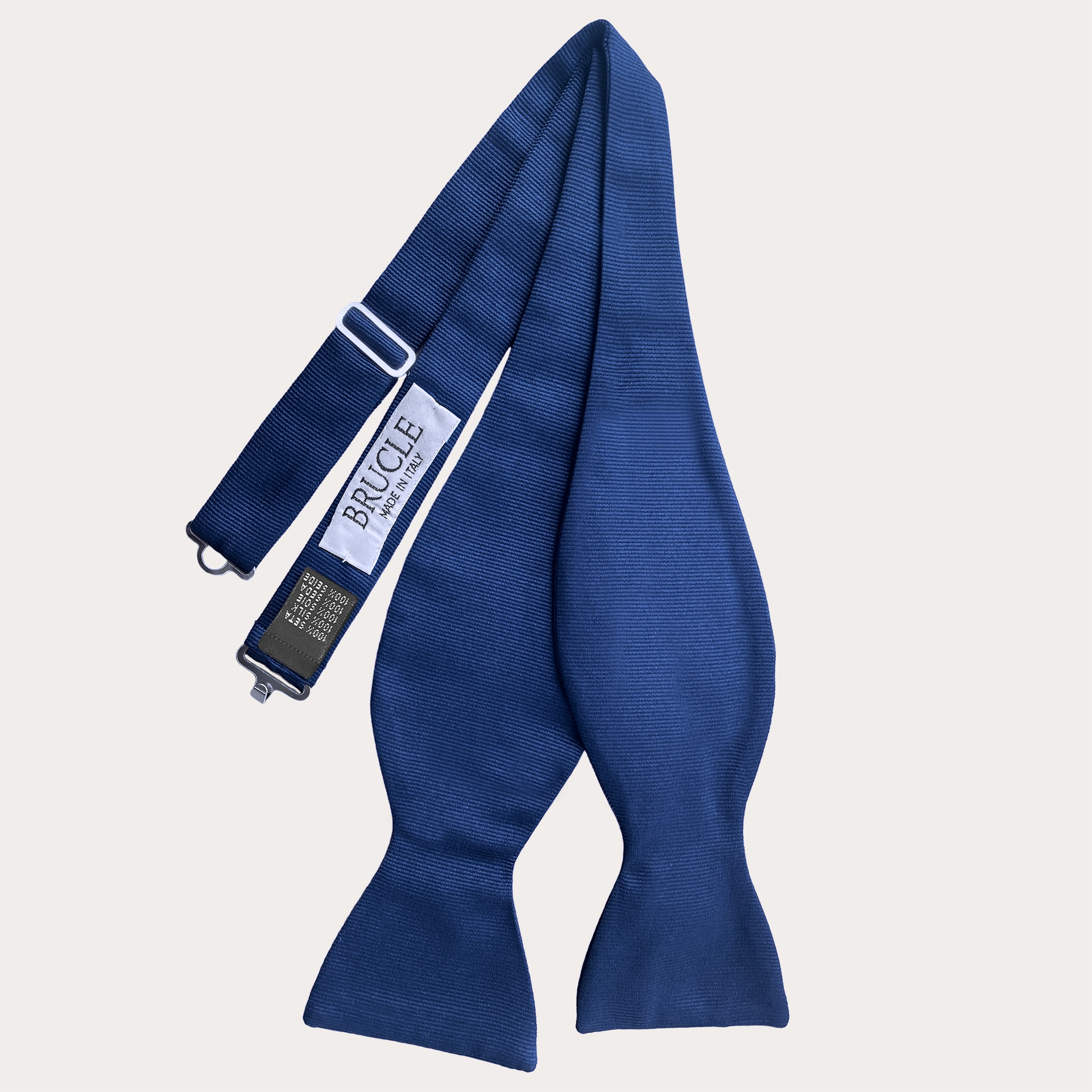 Blue silk self-tie bow tie