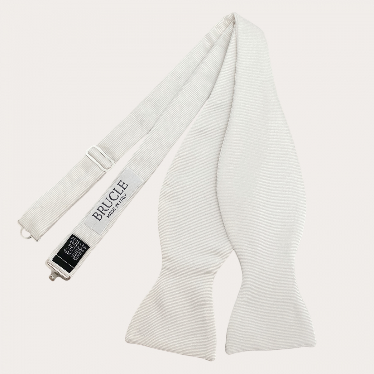 White silk self-tie bow tie