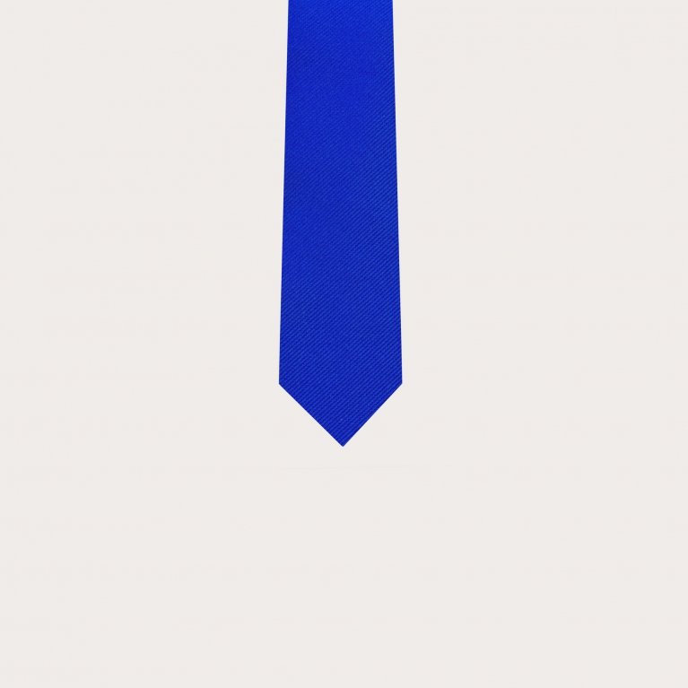 Royal blue narrow pure silk necktie kids