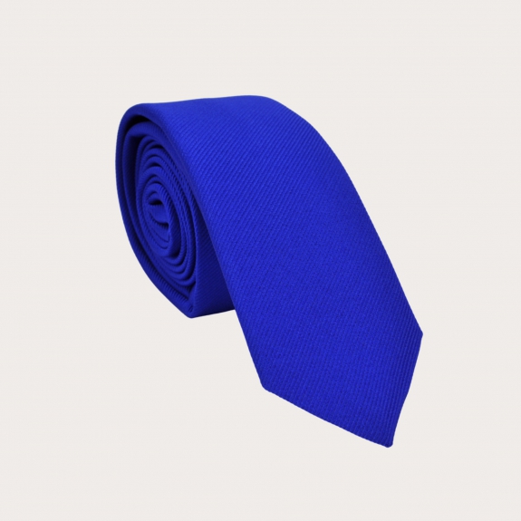 BRUCLE Royal blue narrow pure silk necktie kids