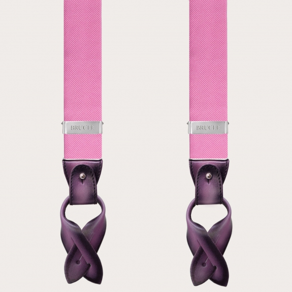 BRUCLE Men's suspenders in pink jacquard silk