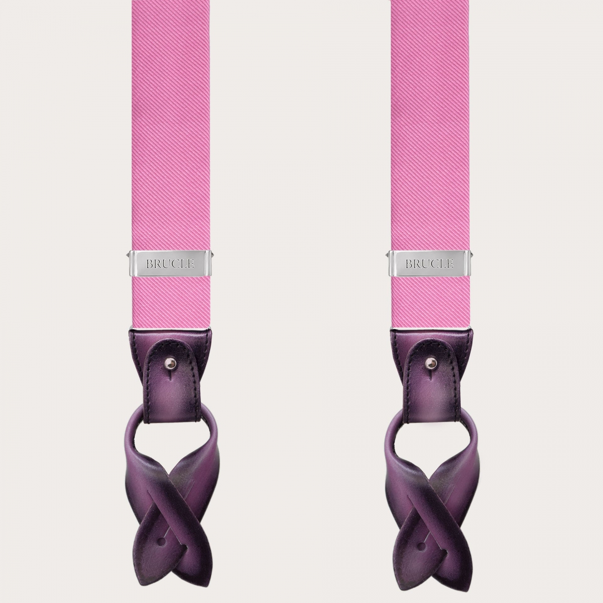 BRUCLE Men's suspenders in pink jacquard silk