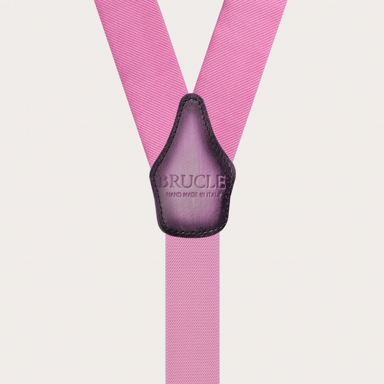 Men's suspenders in pink jacquard silk