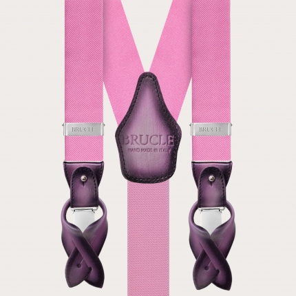 Men's suspenders in pink jacquard silk