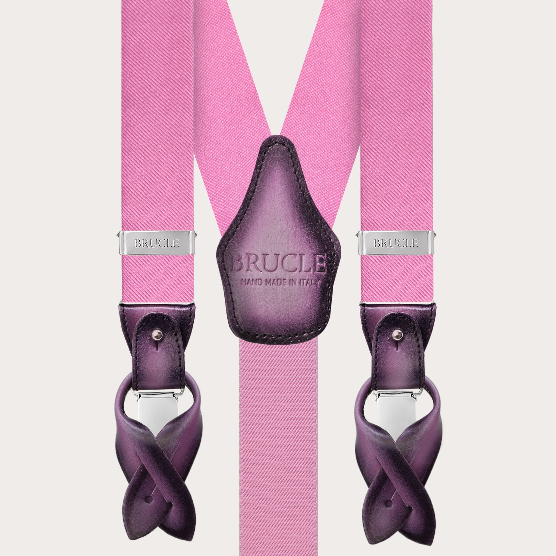 BRUCLE Tirantes hombre en seda rosa