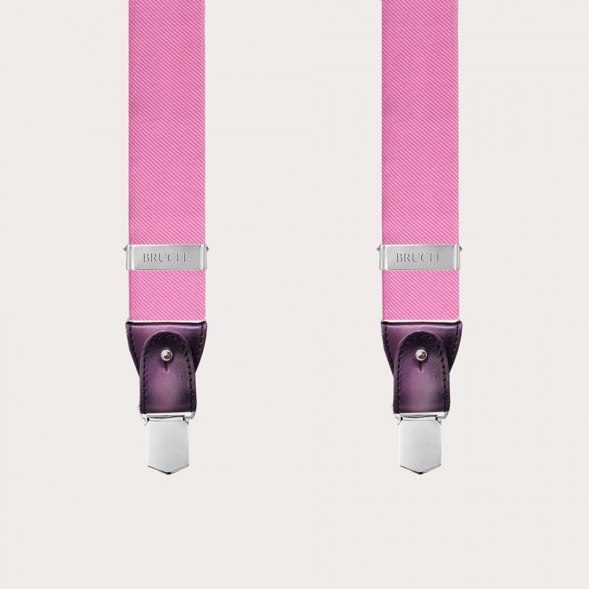 BRUCLE Bretelles homme rose en soie sans nickel