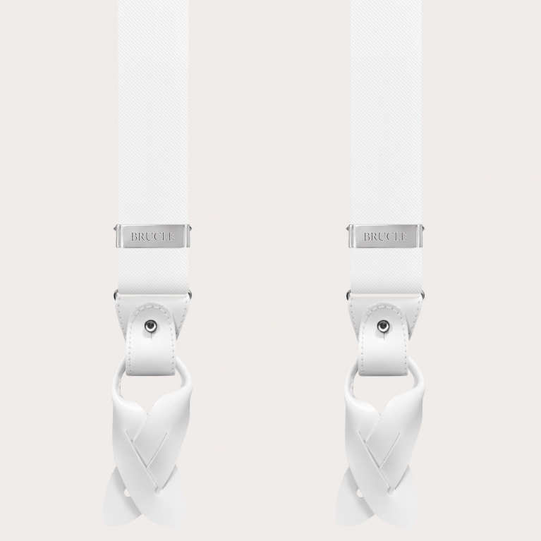 White suspenders in jacquard silk