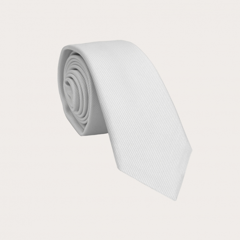 Cravatta sottile bianca in seta