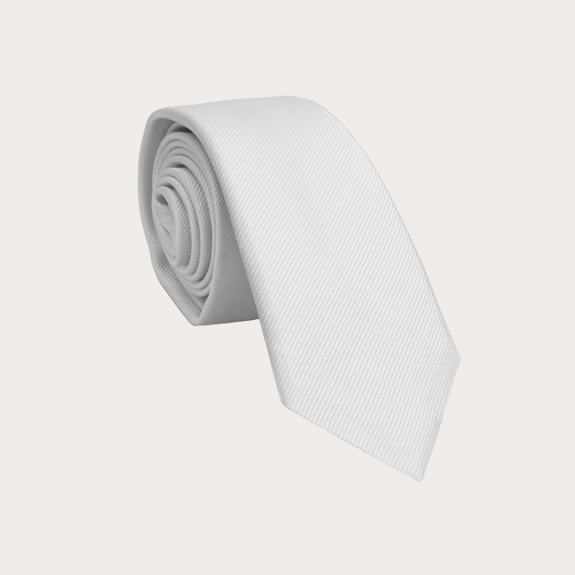 BRUCLE Cravate fine blanche en soie
