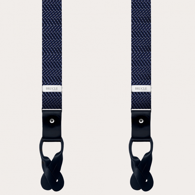 Tirantes en forma de Y en seda jacquard, azul punteado