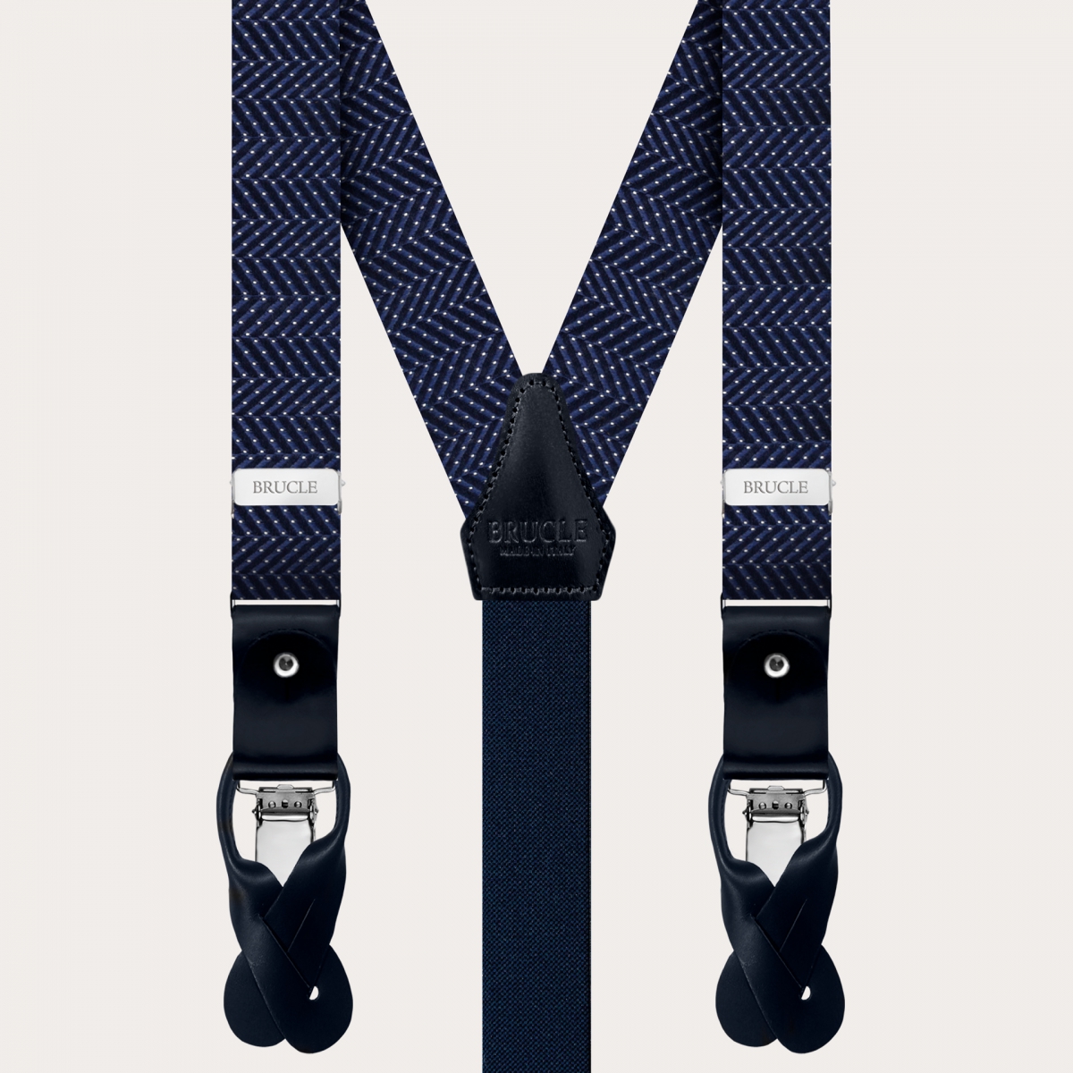 BRUCLE Tirantes en forma de Y en seda jacquard, azul punteado