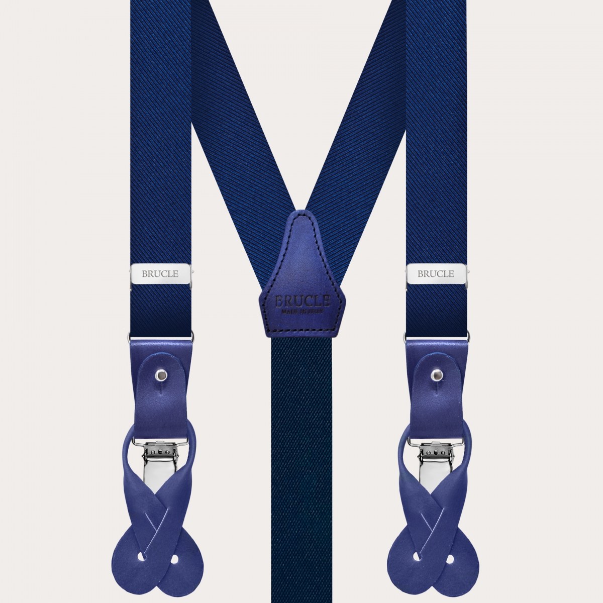 Men's Narrow Silk Suspenders, Hand-Colored Leather