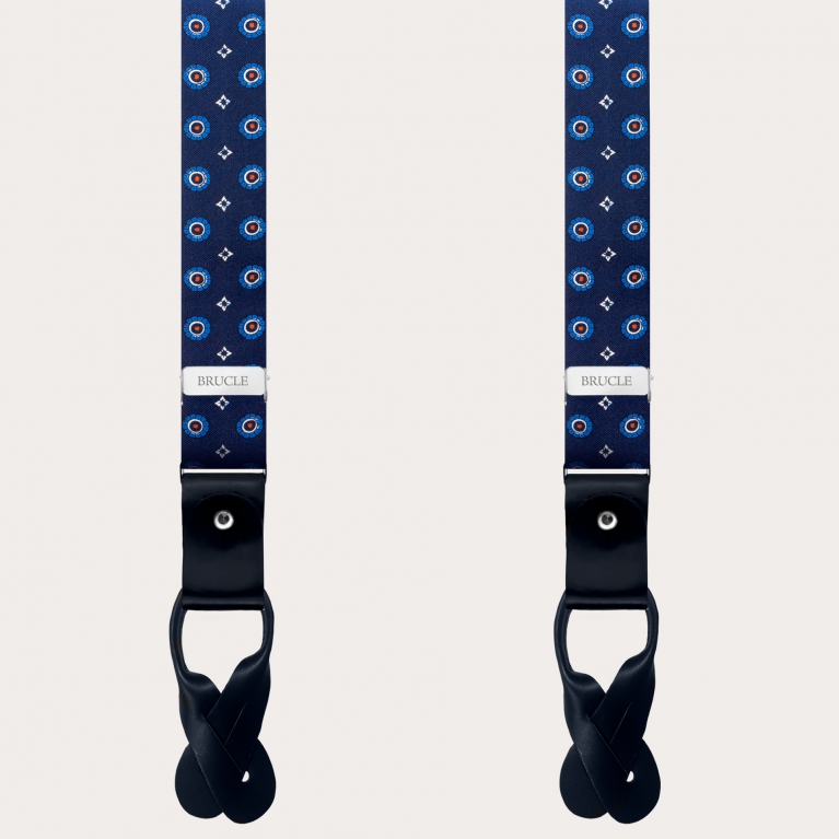 Slim floral silk suspenders for men