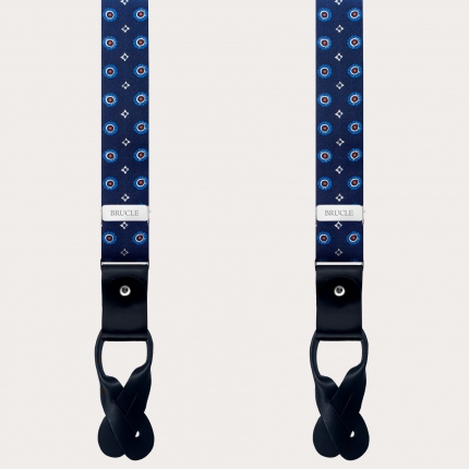 Slim floral silk suspenders for men