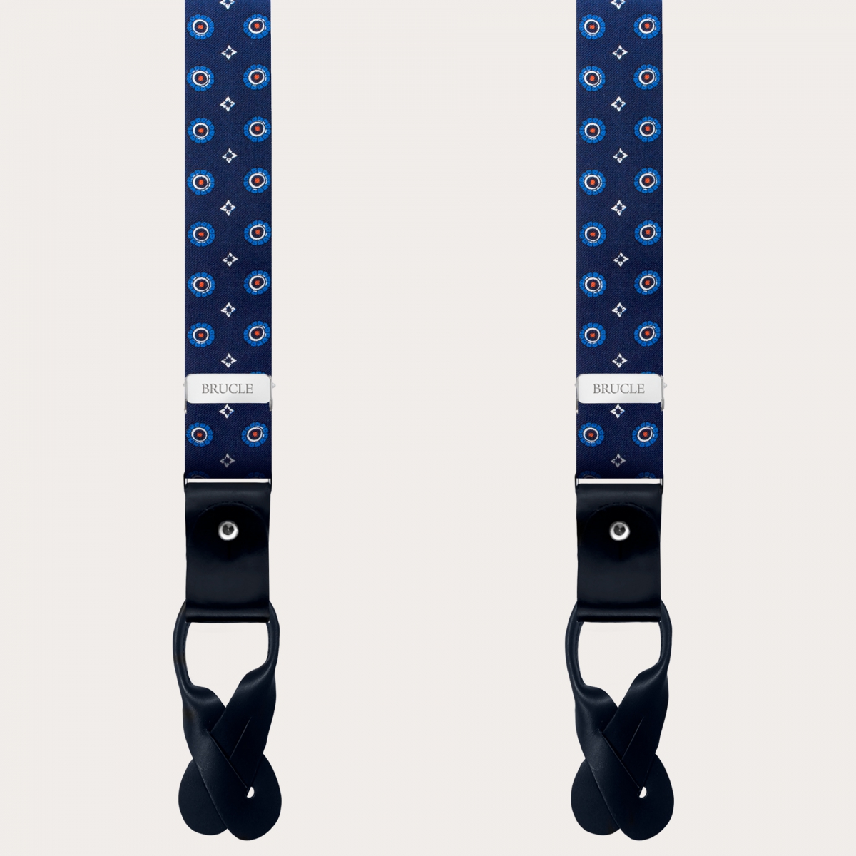 BRUCLE Slim floral silk suspenders for men
