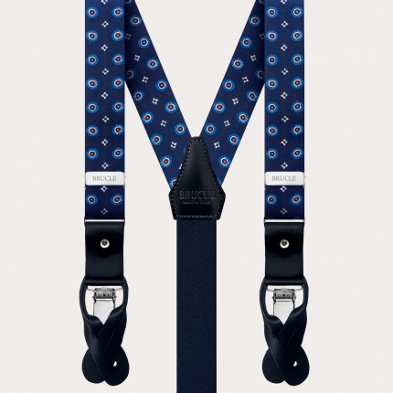 Slim floral silk suspenders for men