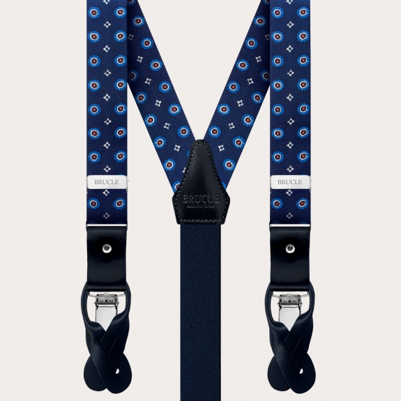 BRUCLE Slim floral silk suspenders for men