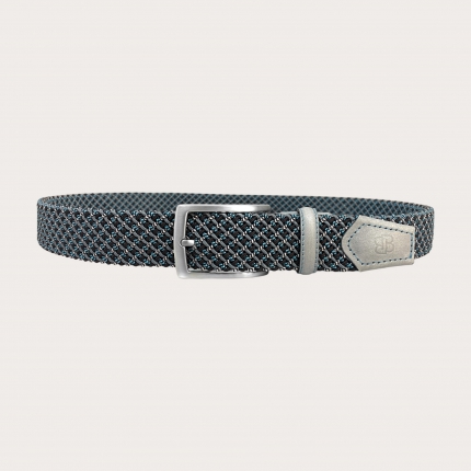 Braided elastic belt grey and blue, nickel free